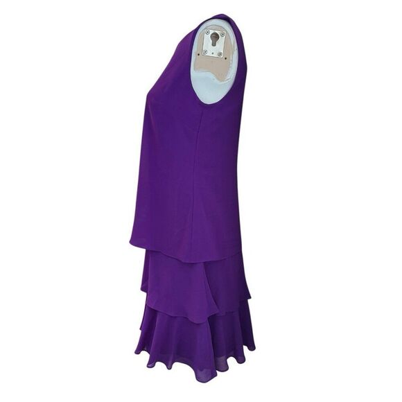 Lauren Ralph Lauren Size 2 Purple Chiffon Mini Dress Ruffled Shift Layered NWT - Picture 2 of 6